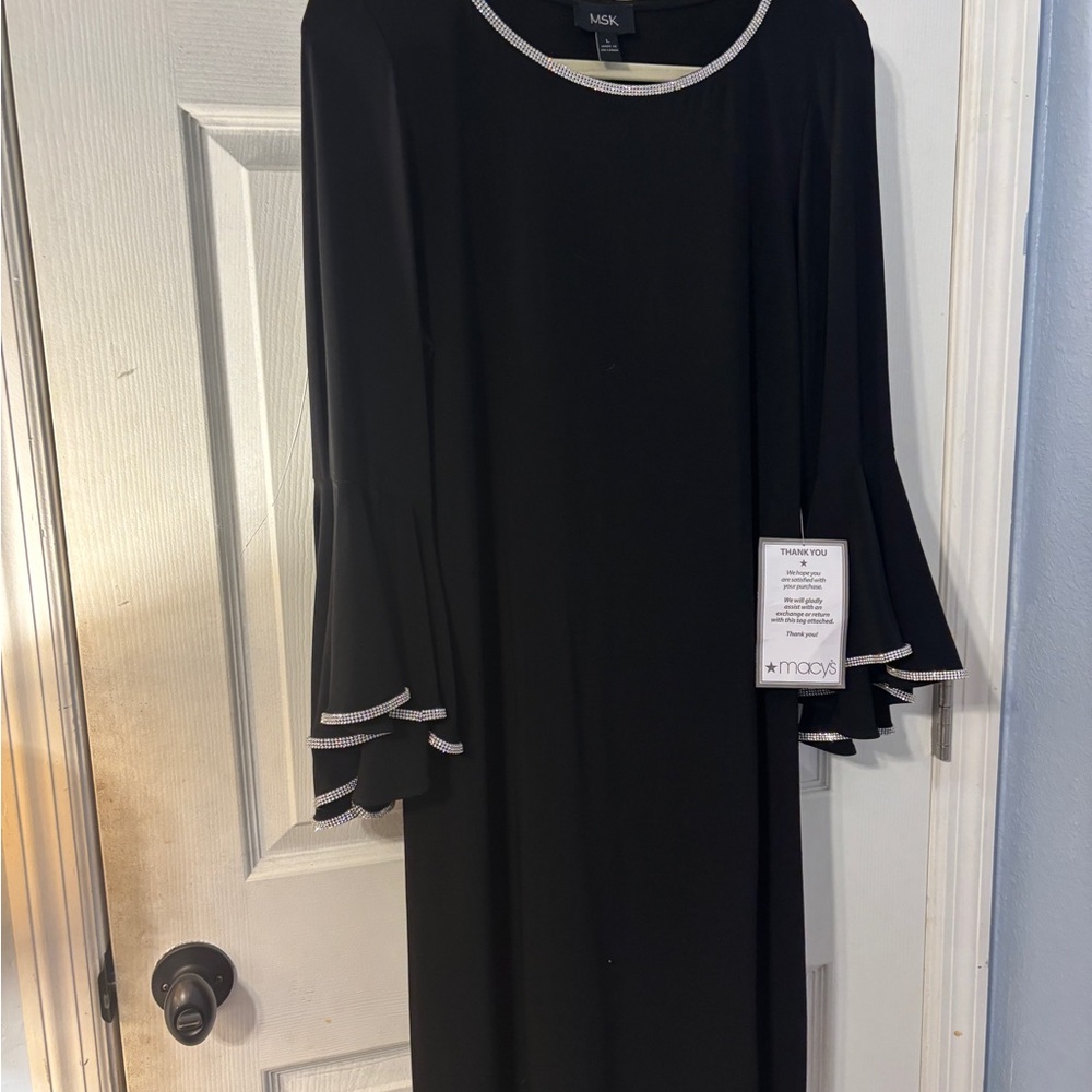 MSK Black Sheath Dress with Bell Sleeves